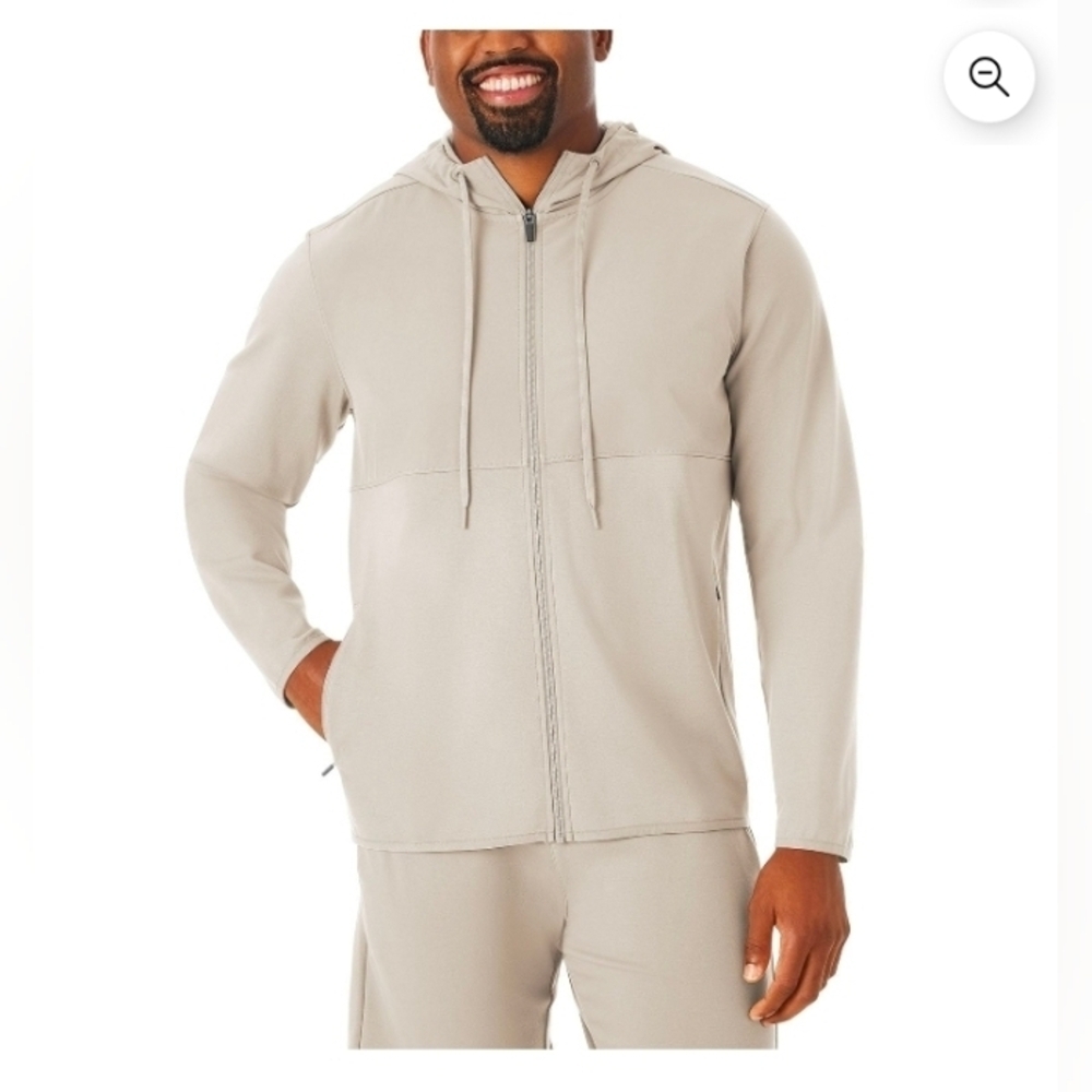 Member's Mark Men's Mixed Media Luxe Full Zip Hoodie Cream